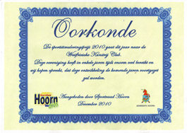 oorkonde sportstimuleringsprijs 2010 sportraad hoorn